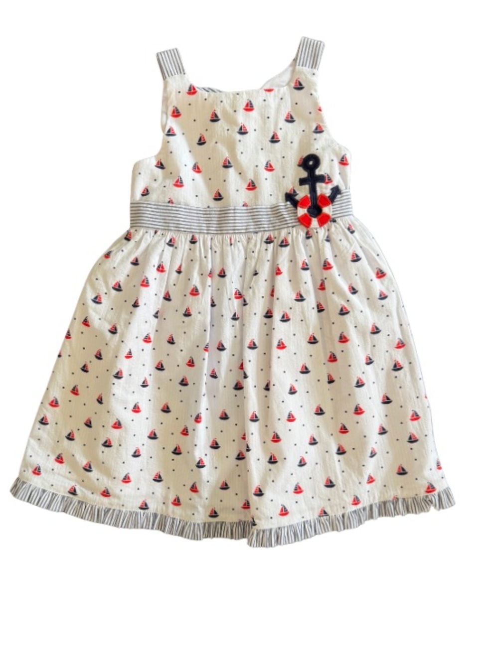 ⚓️⛵️ Florence Eiseman Nautical Sailboat Dress 3T 🌊❤️ Summer Beach Dress